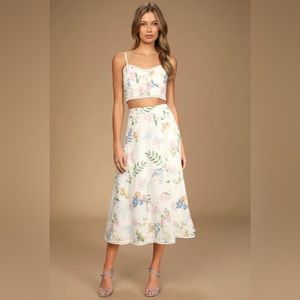 Lulus Sweet At Heart White Floral Embroidered Two-Piece Midi Dress